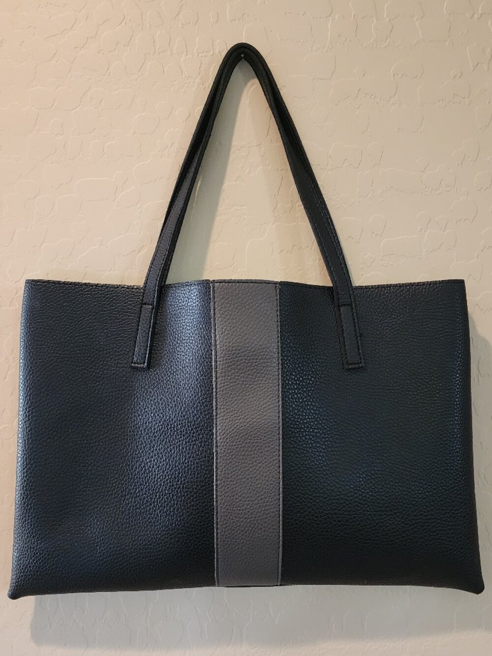 Vince Camuto Black Vegan Leather Purse Luck Tote Computer Shoulder Bag